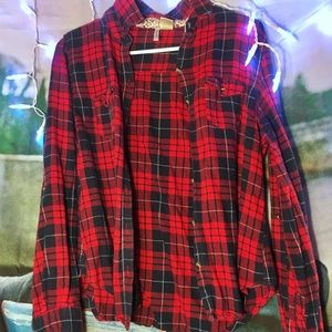 red and navy blue flannel